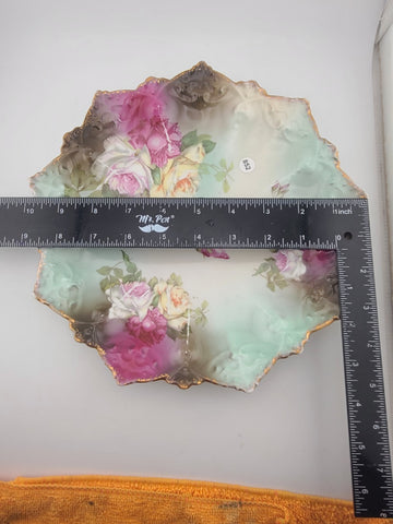 Antique MZ AUSTRIA MORITZ ZDEKAUER Roses 10" Plate 1884-1909 Porcelain