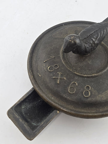 Antique 19 Century Grand Tour Roman Bronze Oil Lamp, Dated 1868. Missing Hook