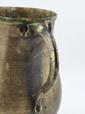 Rare Antique 18th C. Hand Hammered Spanish Colonial European Brass Water Pitcher