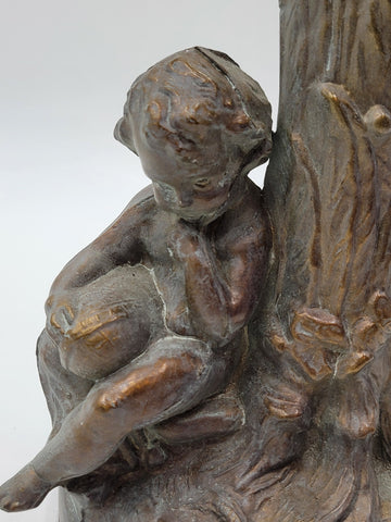 Vintage Table Lamp Base Metal Cherubs Victorian Art Nouveau Shabby Chic. Works.