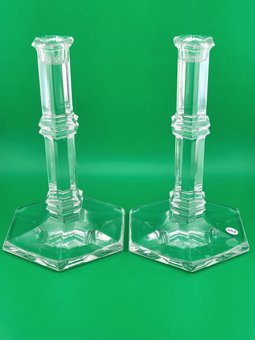 Vintage Elegant Pair Of TIFFANY & CO Crystal Windham Candle Holders 8” Tall