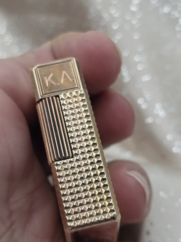Vintage S.T. Dupont Ligne 1 Large 20µ Gold Plated Diamond Head Lighter France