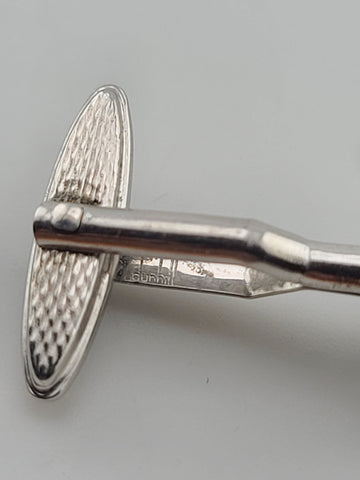 Vintage 1980's Alfred Dunhill Sterling Silver Seashell Round Cufflinks England.