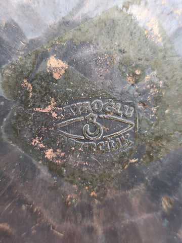 Hittite Artefacts, Hand Hammered Copper Bowl Pot with 3 Brass Hittite Sirens.