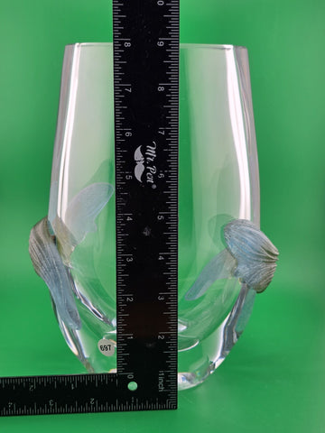 Gorgeous Vintage DAUM France Florilege 8 3/4" x 6 3/4" Heavy Crystal Vase 1980s