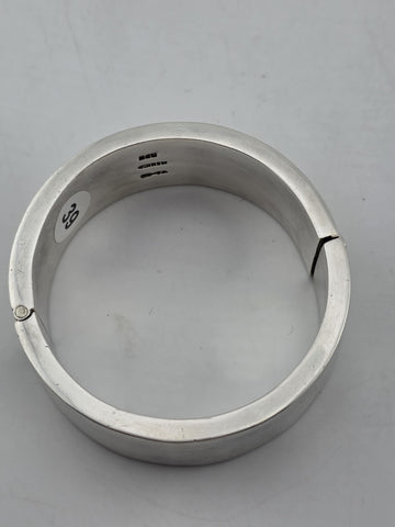 Vintage Mexican 1968 Modernist Sterling Silver Wide Hinged Cuff Bracelet 82.7g