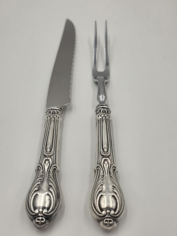 Antique 1920's WM Rogers Louis XV Sterling Handle Carving Set In Original Box.