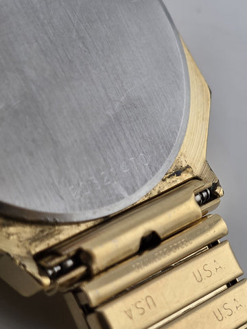 Vintage Longines 4898 Quartz Gold Plated Octagonal Watch Roman Dial Date Working