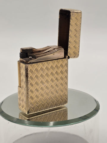Ultra Rare Vtg S.T. Dupont Hermes Paris 20 Micron Gold Plated Lighter Guilloche