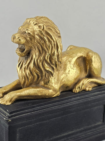 Rare Vintage Pair of Hollywood Regency Style Gold Gilt Lion Bookends. C1950's.