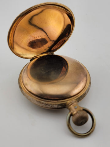 The Plan Gold Plated Swiss Pocket Watch by David Perret c.1890. W Glass Dome.