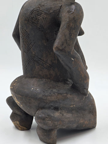 Rare 1930's African Luba Fertility Tribal Figure Handcarved Congo Art Sculpture