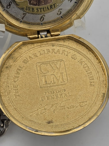 Vintage JEB Stewart Pocket Watch Franklin Mint Civil War Library & Museum. Works