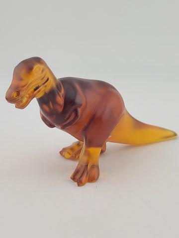 Rare Royales de Champagne Crystal Dinosaur T-Rex Figurine Amber Art Glass France