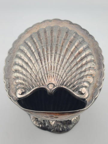Ultra Rare Antique 19th C English Victorian Shell Shaped Silver Spoon Warmer.