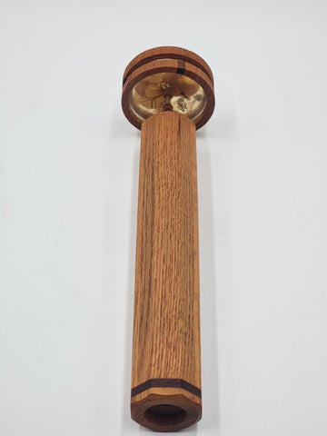 Vintage Wood Octagonal Kaleidoscope W 2 Spinning Discs & Dried Leaves.