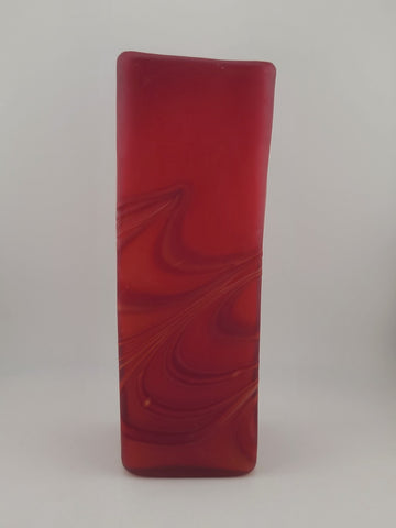 Beautiful Vintage Azerbaijan Glassware Hand Blown Vases  8.5" RED Swirl