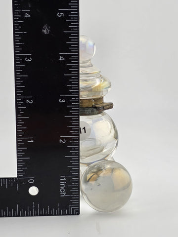 Antique 19th C Iridescent Glass Soap Bubble Inkwell Victorian Bohemia Harrach.