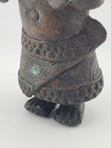 Vintage 1940's African Bronze Figure Rare Benin Style Tribal Bronze Sculpture 9”