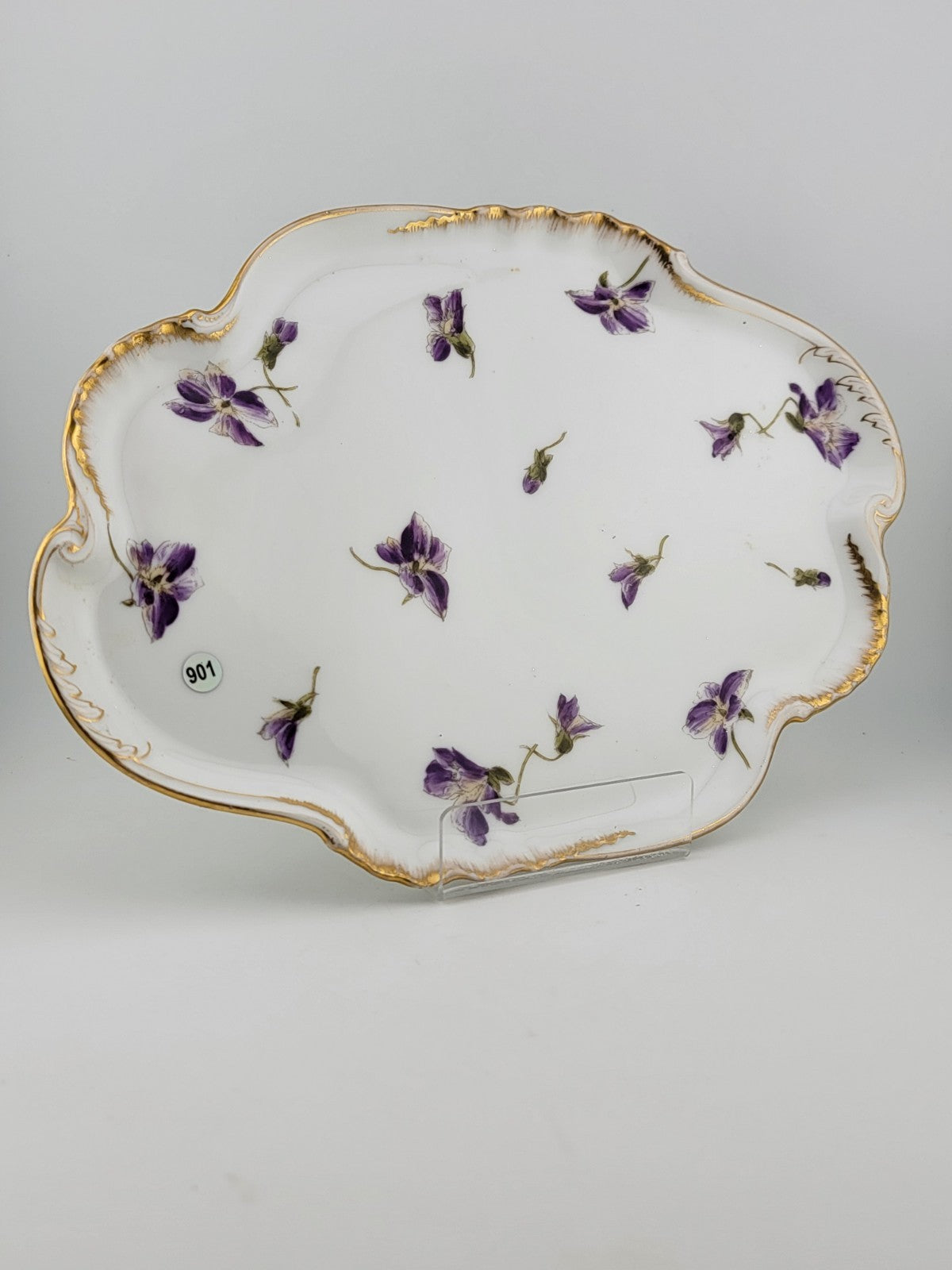 Vintage A. Klingenberg & C. Dwenger Coiffe ~Violet Limoges Serving Tray ca 1900