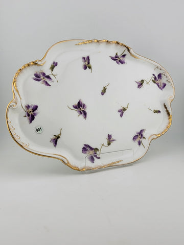 Vintage A. Klingenberg & C. Dwenger Coiffe ~Violet Limoges Serving Tray ca 1900