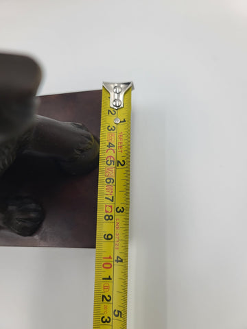 Rare 21" Wildwood Accents Bronze Lion Wood Obelisk Bookends Pair Neoclassical