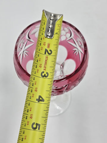 Hutschenreuther Cranberry Overlay Crystal Wine Set Decanter & 4 Glasses Germany