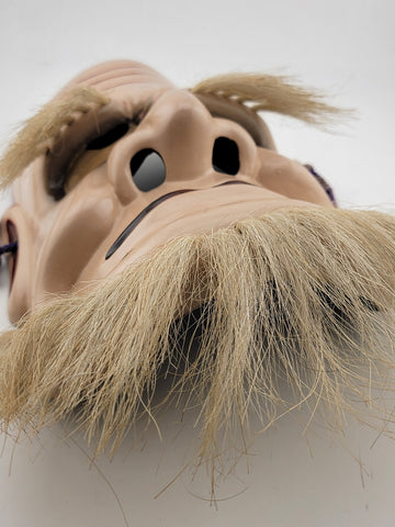 Rare Vintage Japanese Singed Wood, Lacquer Noh Mask Of Omoikane-no-mikoto