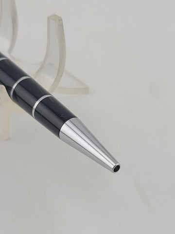 Vintage Trinity De Cartier Ballpoint Pen Black Lacquer Silver Gold Trim France