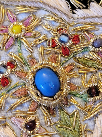 Vintage Oriental Golden 100% Silk Embroided Patchwork. Great Mother's Day Gift.
