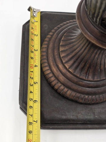 Antique Heavy Bronze Neoclassical Urn Ram Head Handles Pierced Vase Empire Style