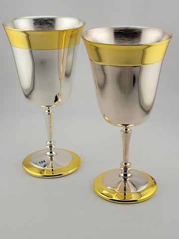 2 Collectible Mary Kay Gold & Silver Metal Goblet Cup Glasses Drinking Good Cond