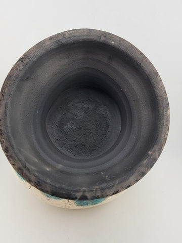 Rare Unique One Of A Kind Vintage Crackled Style Ceramic Vase W 2 Openings.