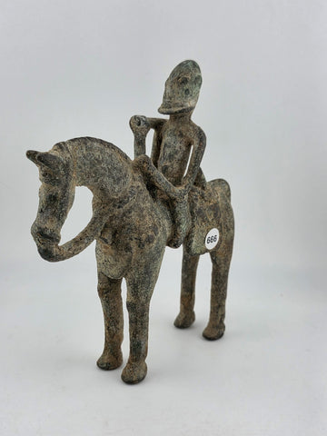 RARE ANTIQUE C 1920 EQUESTRIAN FIGURE BRONZE KOTOKO PEOPLE CHAD CENTRAL AFRICA