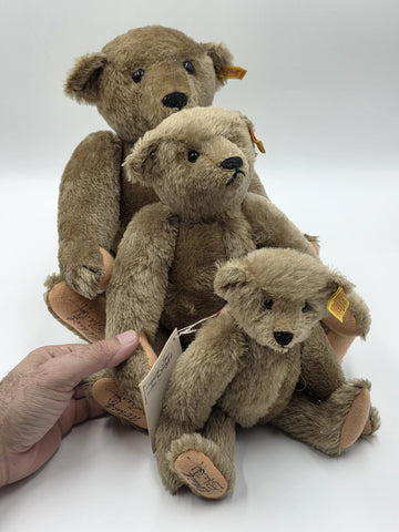 Rare Set Of 3 1982 Steiff Museum Teddy Bear Hand Signed Mohair Giengen Brenz