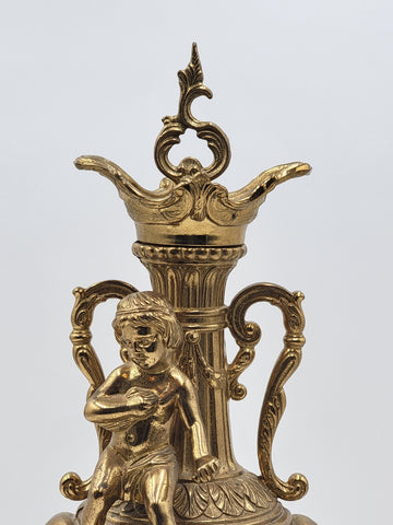 Vintage Italian Mid Century XL Brass Putto Putti Cherub Sculpture Rococo Style