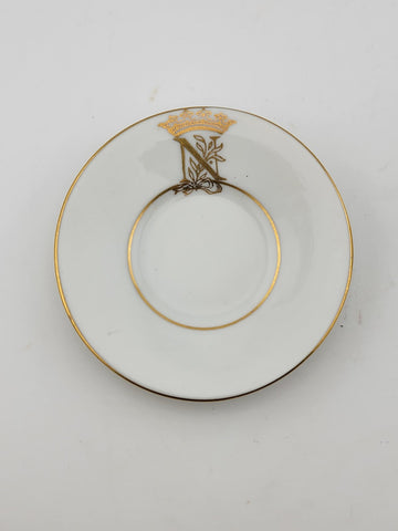 Antique Napoleon P.V. Czechoslovakia swan handle demi cup and saucer. VG Cond.