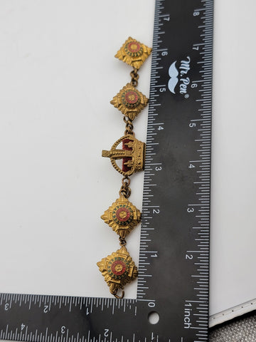 WWII Era Patriotic English British Bracelet/ Medal- Pips & Crown - Military War