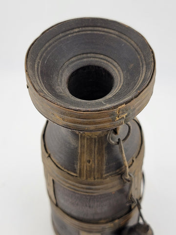 ANTIQUE TRIBAL ART JUG CANTEEN WOOD METAL AFRICA ETHIOPIA OROMO PEOPLE