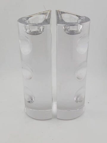 Set Of 2 Towle Full Lead Crystal Column Candlestick Holders. Austria