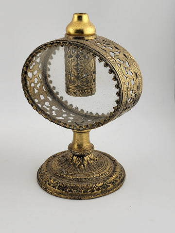 Set Of 2 Antique Ornate pair Gold Ormolu Filigree Perfume Bottle Cherubs bottles