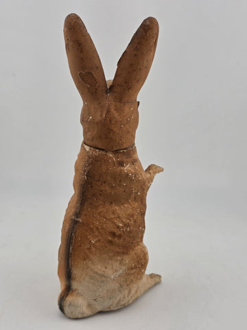 Antique C1890 German Paper Mache Folk Art Composition Rabbit Candy Container