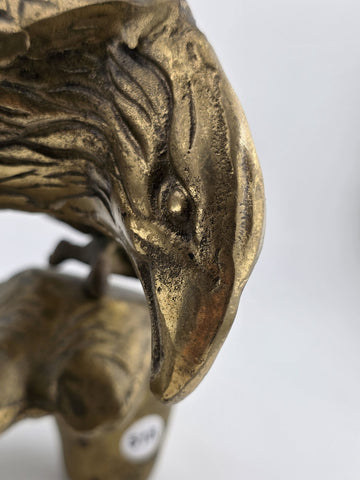 Vintage MCM Large Brass American Bald Eagle Perched on a Branch 14" Wingspan
