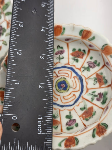 Set Of 3 Chinese 1800's Qing Dynasty Hand Painted Mandarin Rose Porcelain Dishes