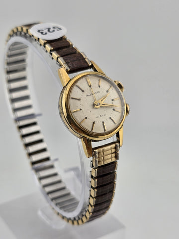 Vintage 1950's Ladies Mechanical Movado Alarm Watch. 24k Gold Plated. Working.