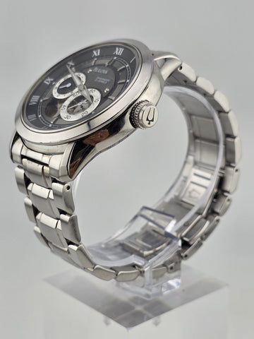 Bulova BVA 21-Jewels Skeleton Dial Men's Watch 96A119 Stainless Steel. Working.