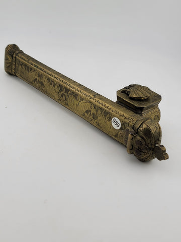 Antique 19th C Ottoman Brass Pen Box Qalamdan Traveling Inkwell calligraphy