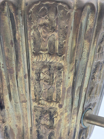 Rare Antique Russian Brass Samovar Tea Urn Embossed Figural Tula Style c.1890