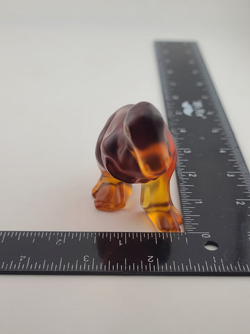 Rare Royales de Champagne Crystal Dinosaur T-Rex Figurine Amber Art Glass France