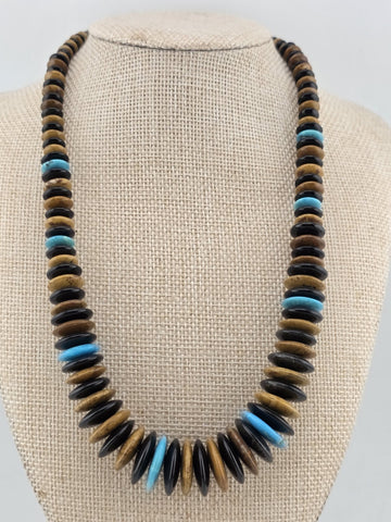 Jay King DTR Black Onyx, Tiger Eye and Turquoise Disc Sterling Necklace.